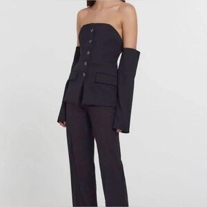 Kianna Magelaki Abril Off The Shoulder Top Black Button Front Size 4 NWT